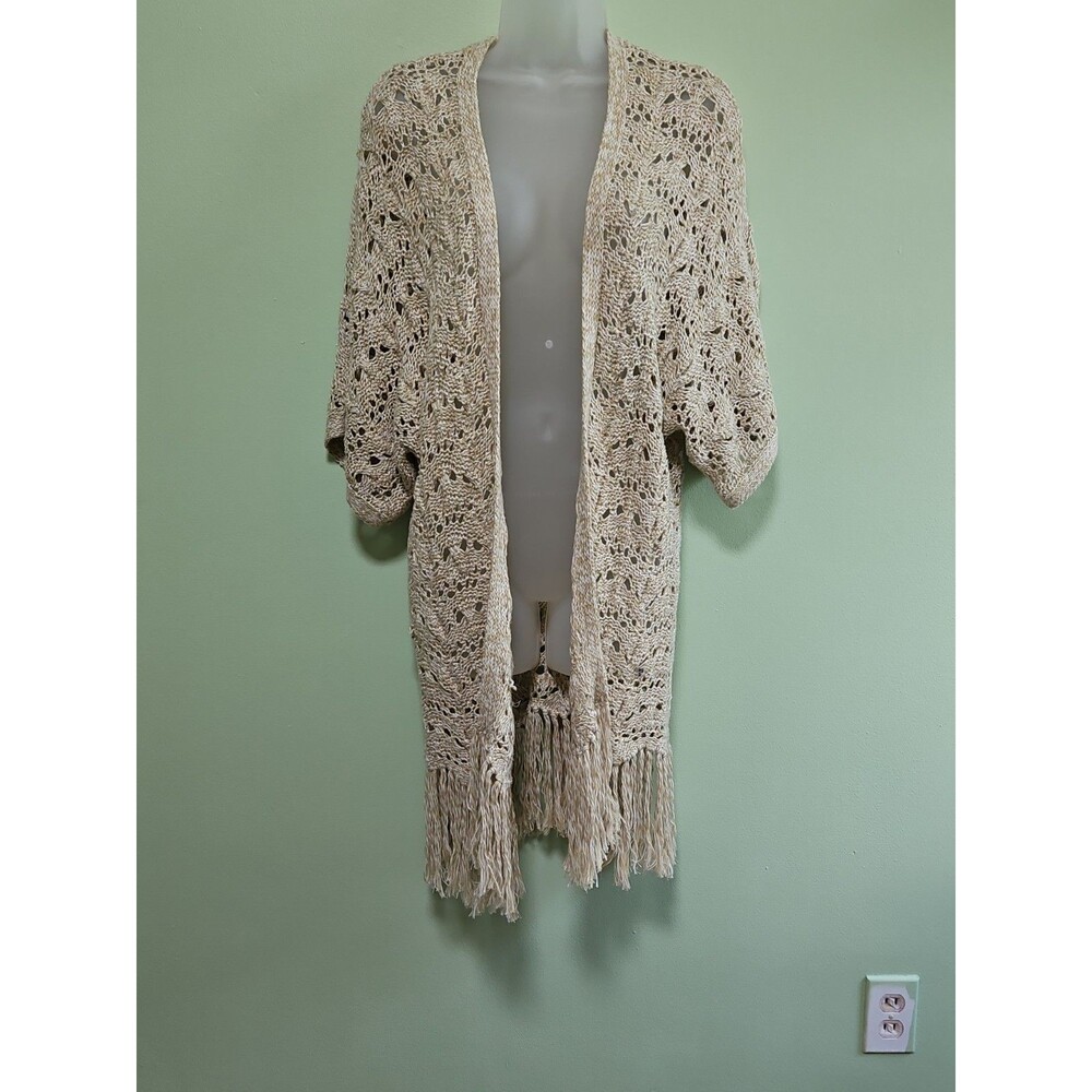 American Eagle S cream loose knit open front cardigan boho festival CottageCore